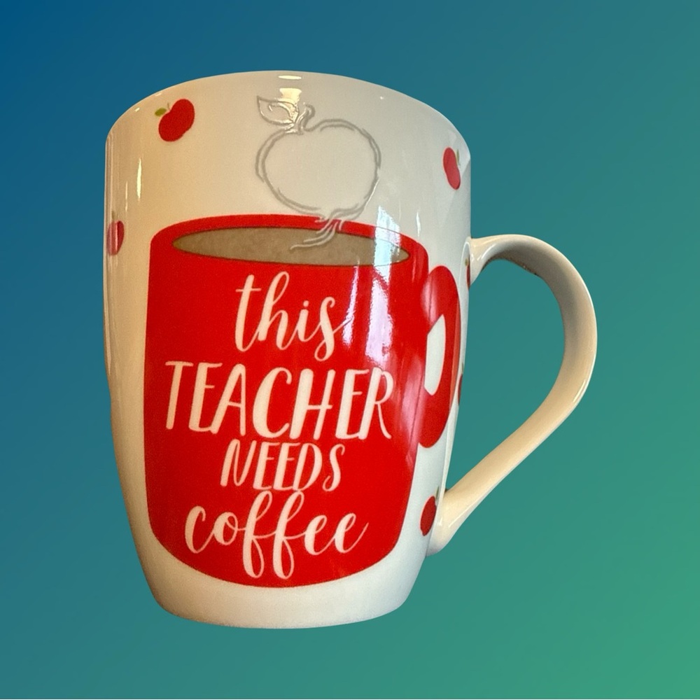 “this teacher needs coffee” 
Pfaltzgraff Classic Heavy 18 oz Mug